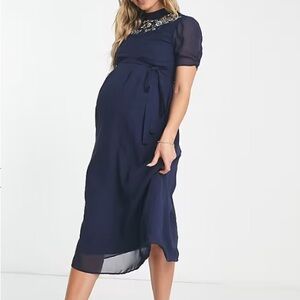 Elegant Navy Maternity Dress